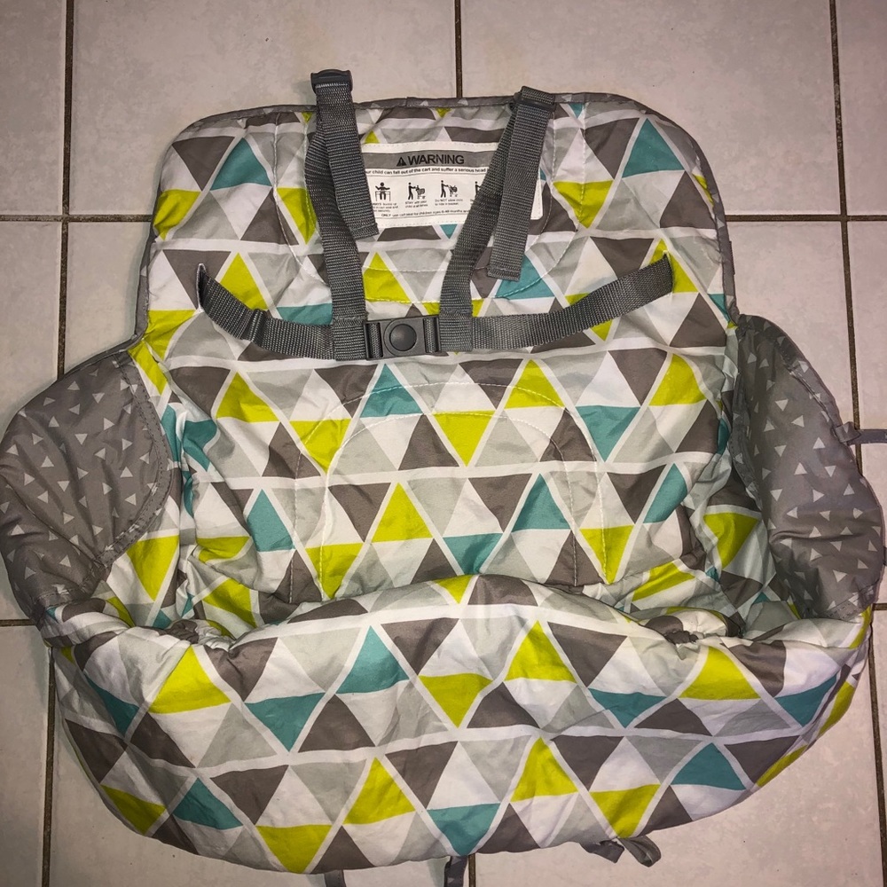 Nuby blue green chevron shopping cart cover